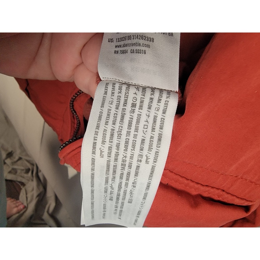 Vintage Y2K Abercrombie Fitch Utility Field Jacket Womens XS Rust Red Hooded - Picture 15 of 15
